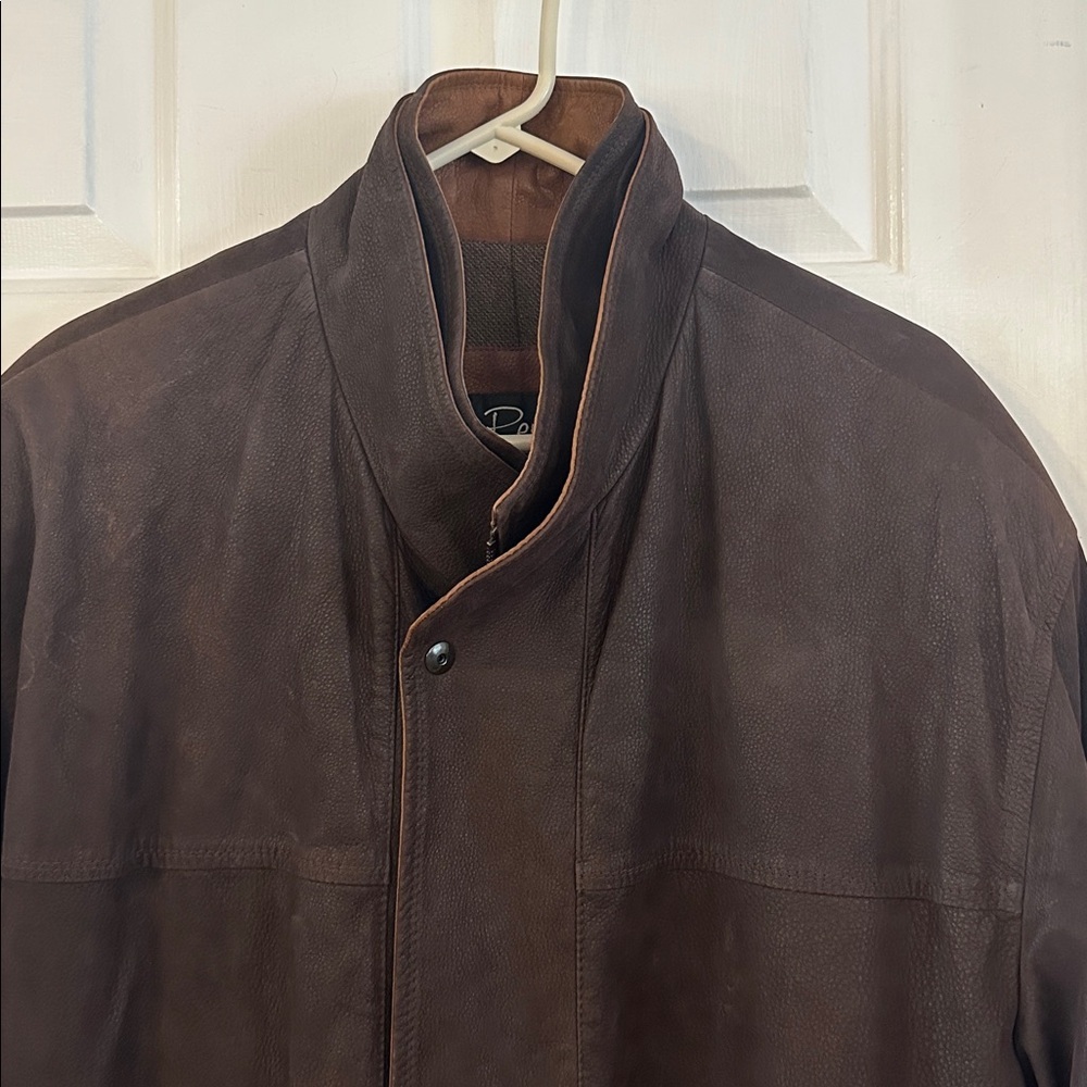 Men’s Remy Dark Brown Leather Full Zip with Snaps Jacket Size 42 - Picture 2 of 11
